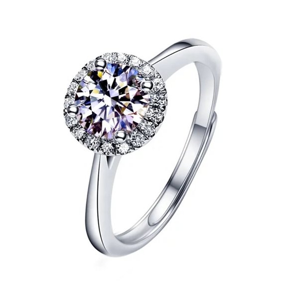 Certified 1ct. t.w. Diamond Engagement Ring 18k White Gold over Italy Silver - Picture 1 of 16